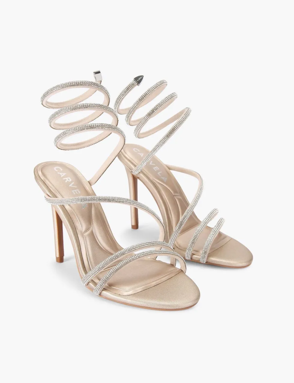 Metallic Sparkle Strappy Stiletto Heel Sandals