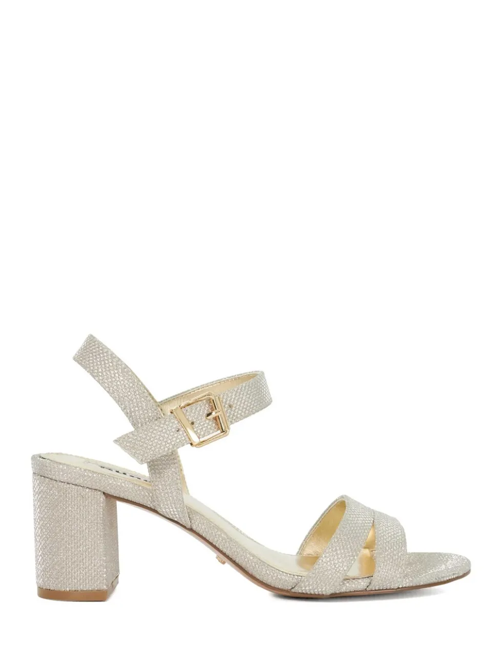 Metallic Strappy Block Heel Sandals