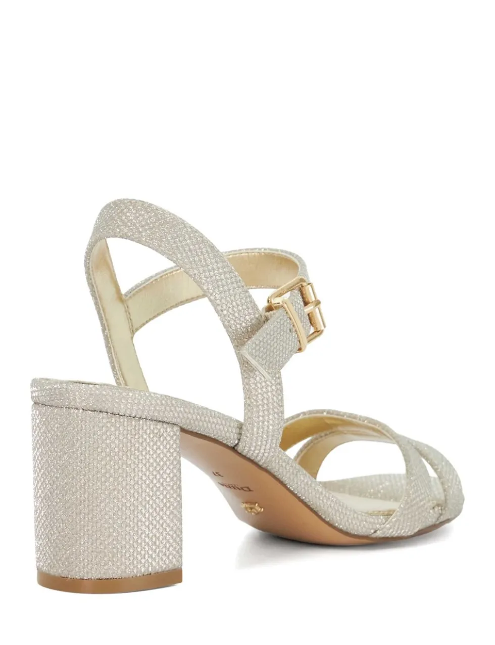 Metallic Strappy Block Heel Sandals