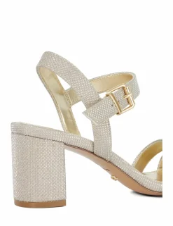Metallic Strappy Block Heel Sandals
