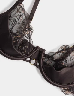 Mia Leopard Embroidery Quarter Cup Bra (A-E)