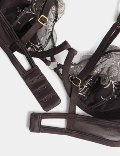 Mia Leopard Embroidery Quarter Cup Bra (A-E)
