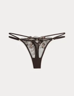 Mia Leopard Embroidery Thong