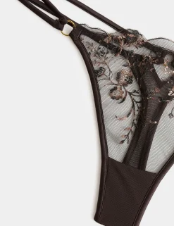 Mia Leopard Embroidery Thong