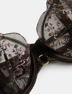 Mia Leopard Embroidery Wired Balcony Bra (A-E)