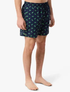 Mid Length Crocodile Print Swim Trunks