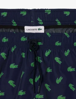 Mid Length Crocodile Print Swim Trunks