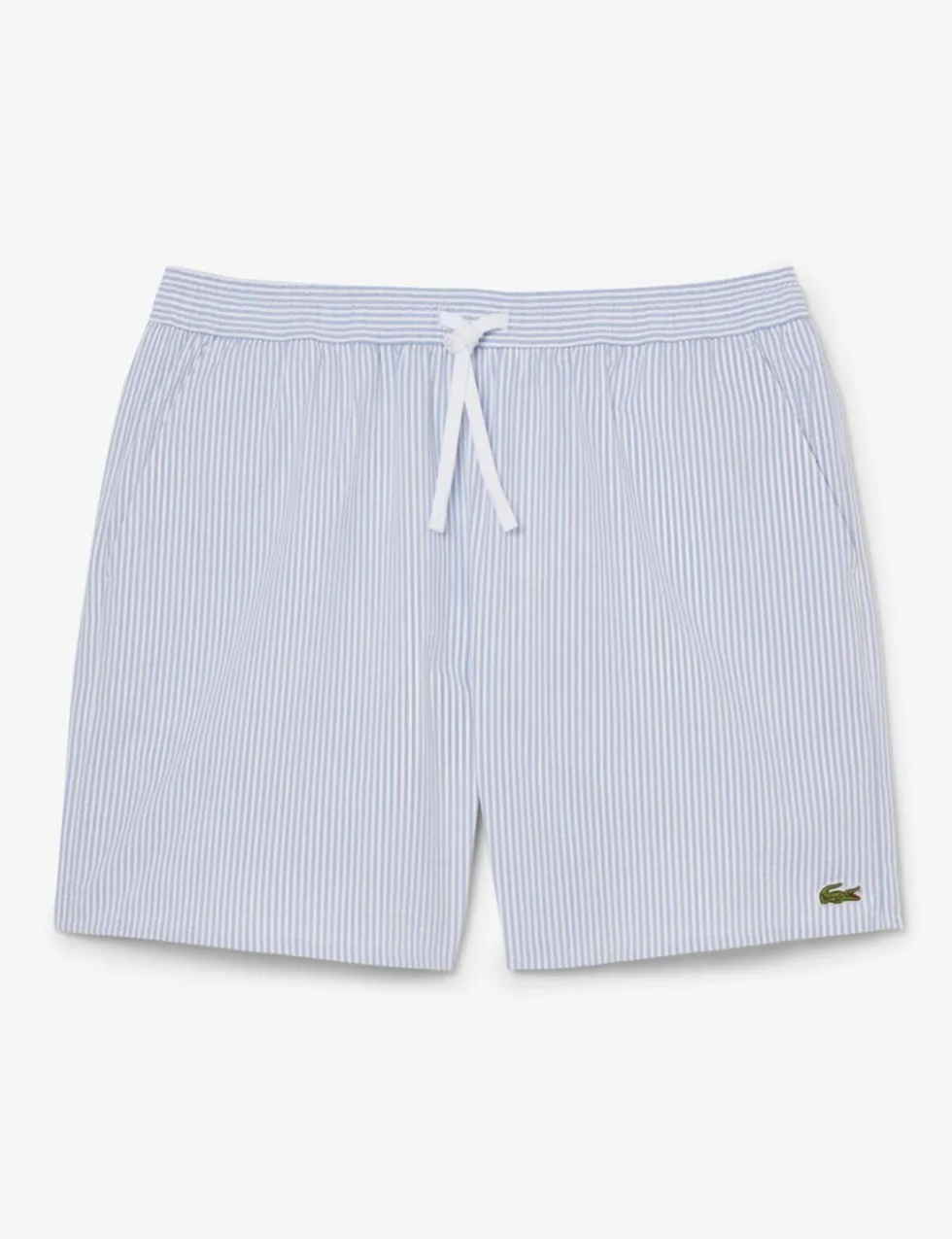 Mid Length Striped Textured Swim Trunks