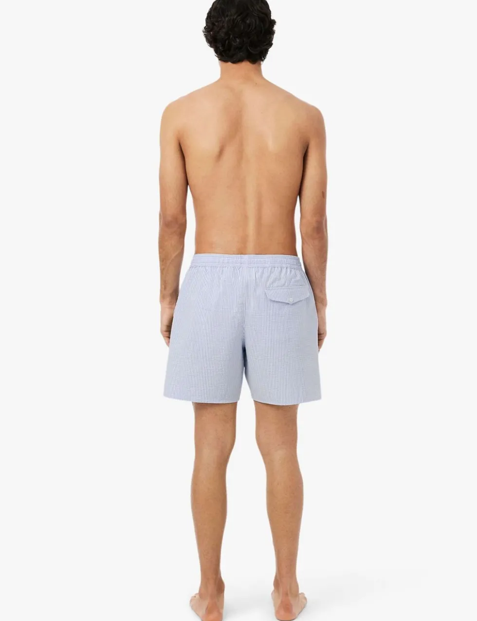 Mid Length Striped Textured Swim Trunks
