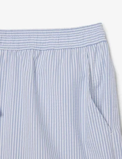 Mid Length Striped Textured Swim Trunks