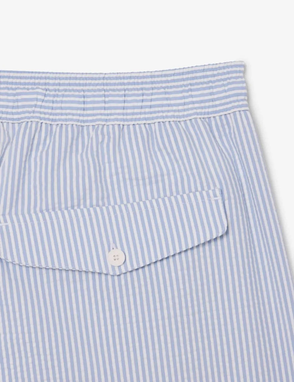 Mid Length Striped Textured Swim Trunks