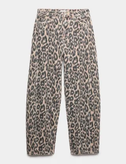 Mid Rise Animal Barrel Jeans