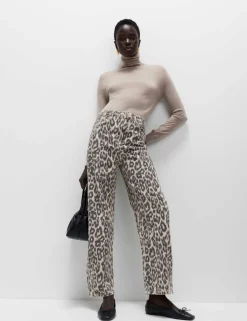 Mid Rise Animal Barrel Jeans