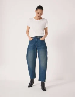 Mid Rise Barrel Ankle Grazer Jeans