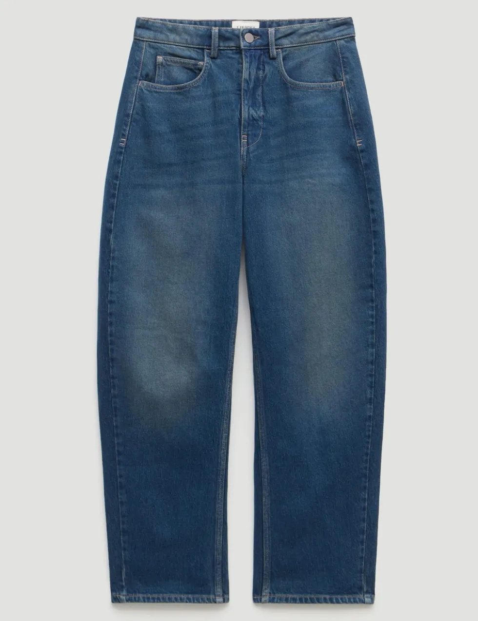 Mid Rise Barrel Ankle Grazer Jeans