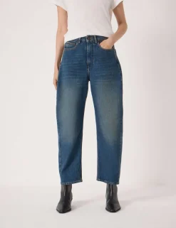 Mid Rise Barrel Ankle Grazer Jeans