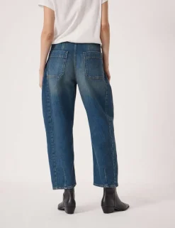 Mid Rise Barrel Ankle Grazer Jeans