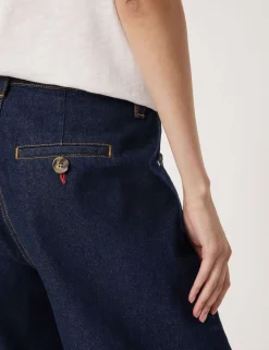 Mid Rise Barrel Leg Turn Up Jeans