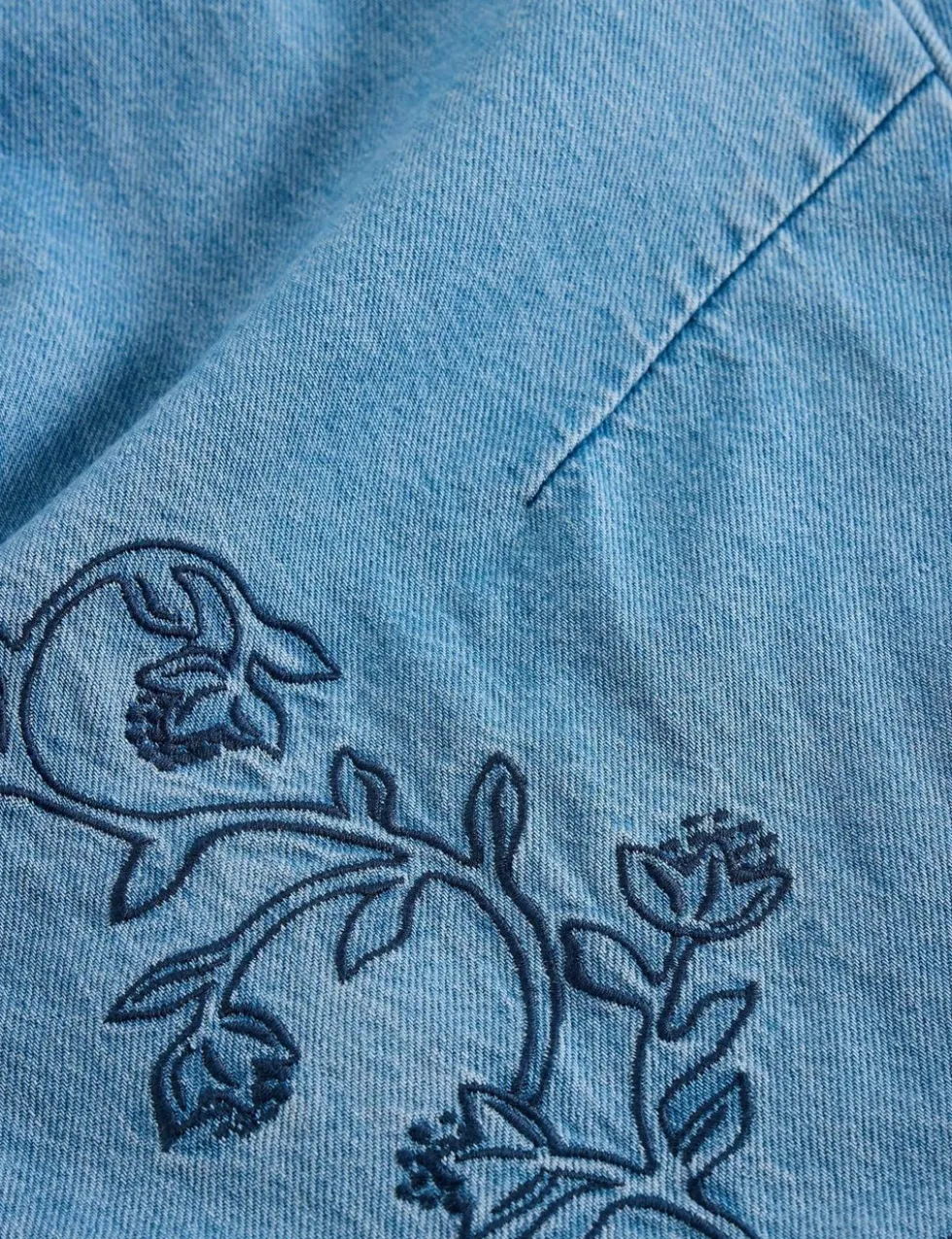 Mid Rise Embroidered Barrel Jeans