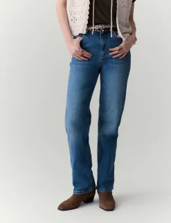 Mid Rise Straight Leg Ankle Grazer Jeans