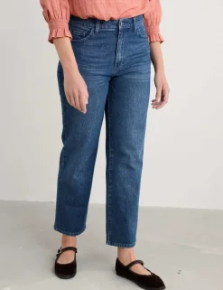 Mid Rise Straight Leg Ankle Grazer Jeans