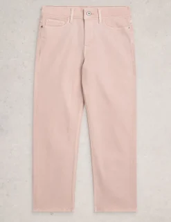 Mid Rise Straight Leg Cropped Jeans
