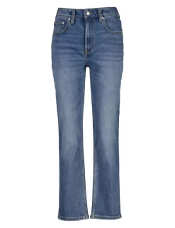 Mid Rise Straight Leg Cropped Jeans