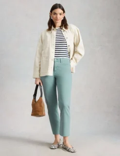 Mid Rise Straight Leg Cropped Jeans