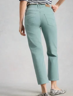 Mid Rise Straight Leg Cropped Jeans