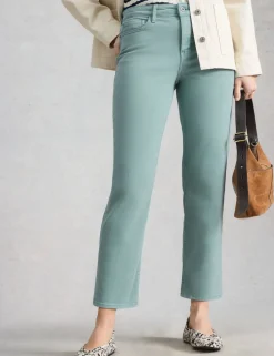 Mid Rise Straight Leg Cropped Jeans