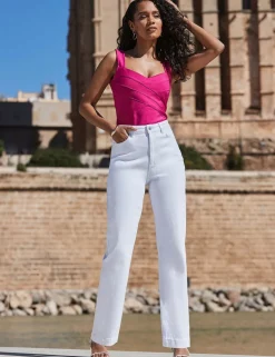 Mid Rise Straight Leg Jeans