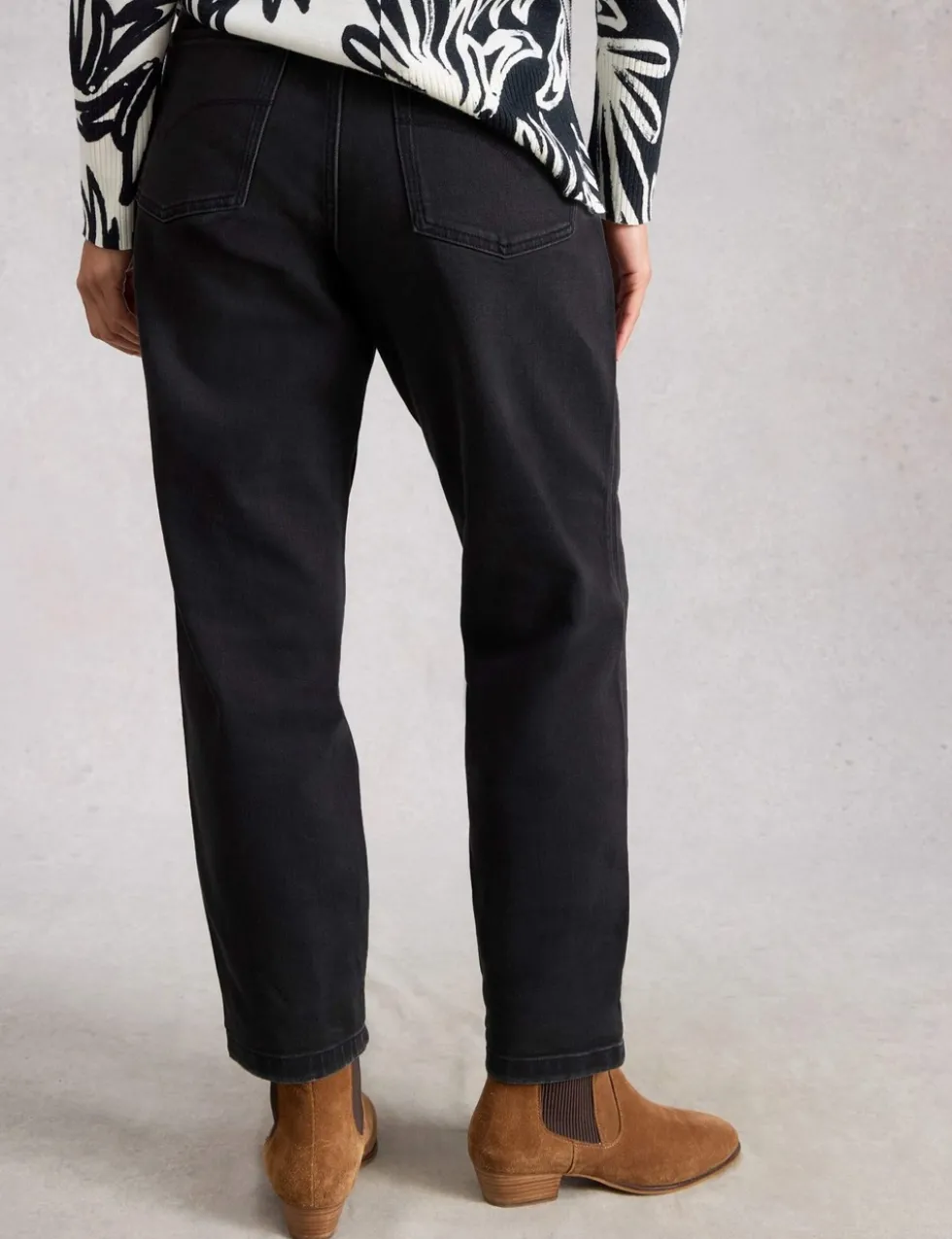 Mid Rise Straight Leg Jeans