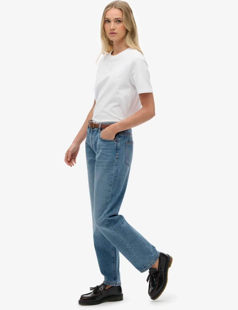 Mid Rise Straight Leg Jeans