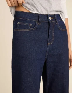 Mid Rise Straight Leg Turn Up Jeans
