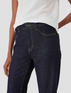 Mid Rise Straight Leg Turn Up Jeans