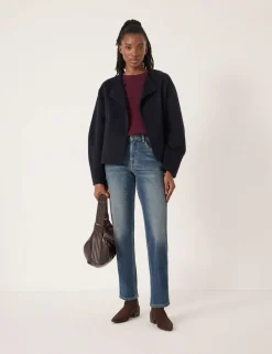 Mid Rise Straight Leg Turn Up Jeans