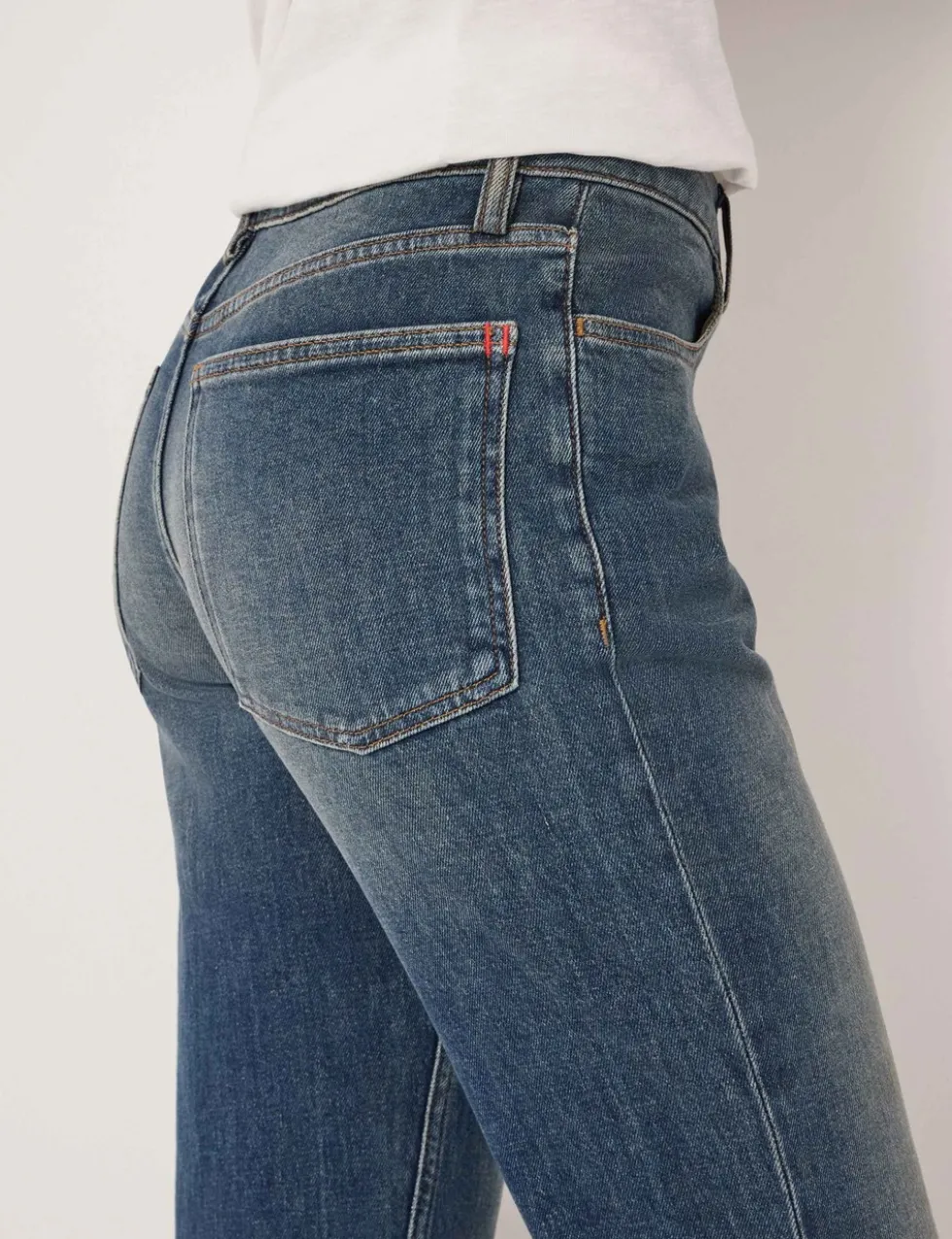 Mid Rise Straight Leg Turn Up Jeans