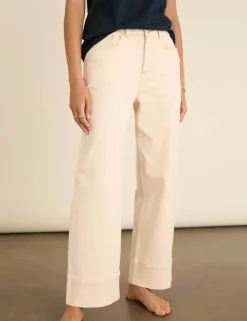 Mid Rise Straight Leg Turn Up Jeans