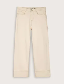 Mid Rise Straight Leg Turn Up Jeans