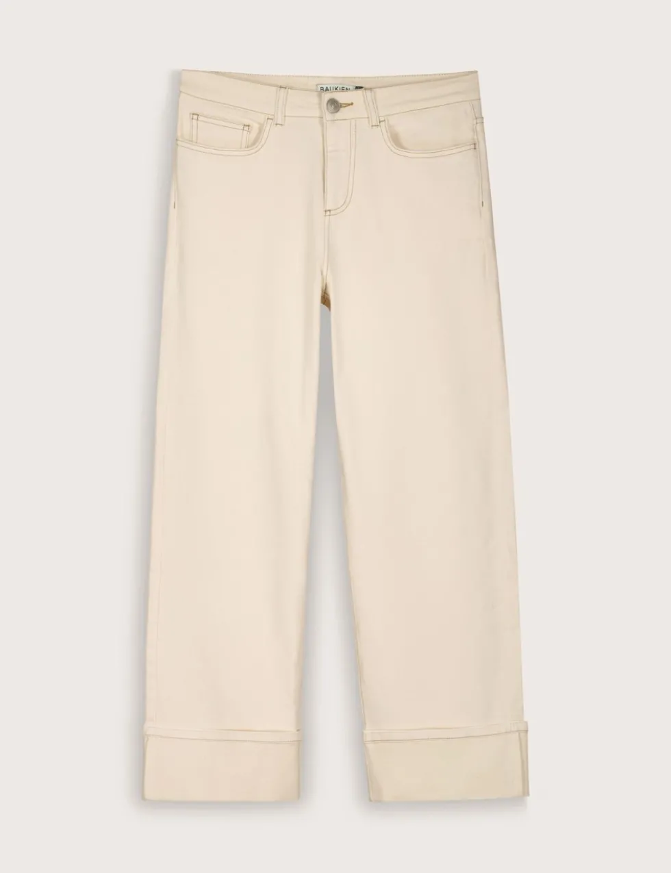 Mid Rise Straight Leg Turn Up Jeans