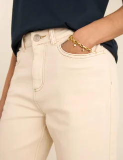 Mid Rise Straight Leg Turn Up Jeans