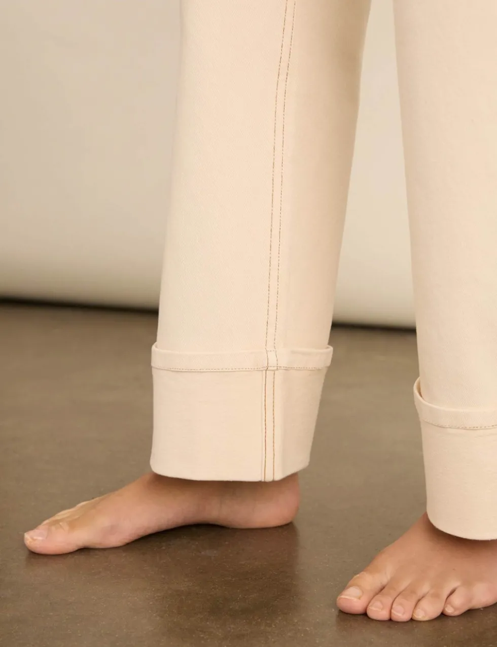 Mid Rise Straight Leg Turn Up Jeans