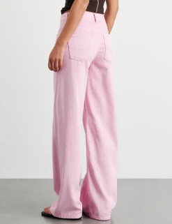 Mid Rise Straight Wide Leg Jeans