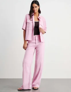 Mid Rise Straight Wide Leg Jeans