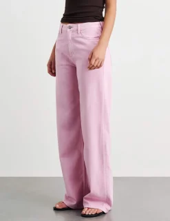 Mid Rise Straight Wide Leg Jeans