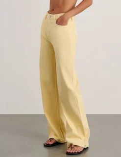 Mid Rise Straight Wide Leg Jeans
