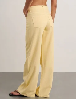 Mid Rise Straight Wide Leg Jeans