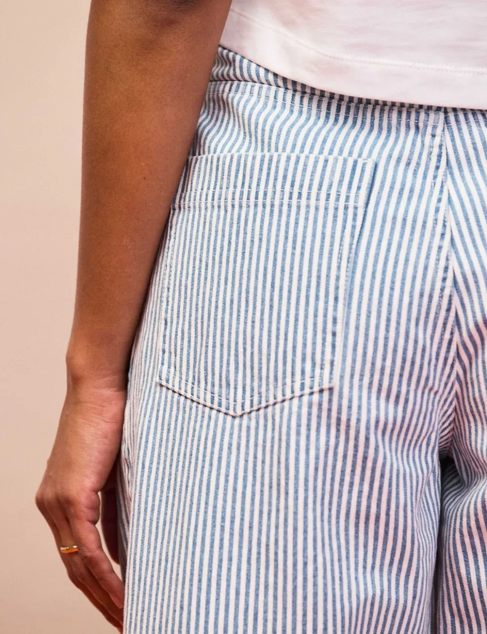 Mid Rise Striped Barrel Ankle Grazer Jeans
