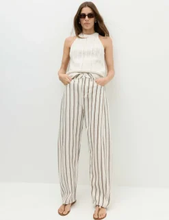 Mid Rise Striped Barrel Jeans