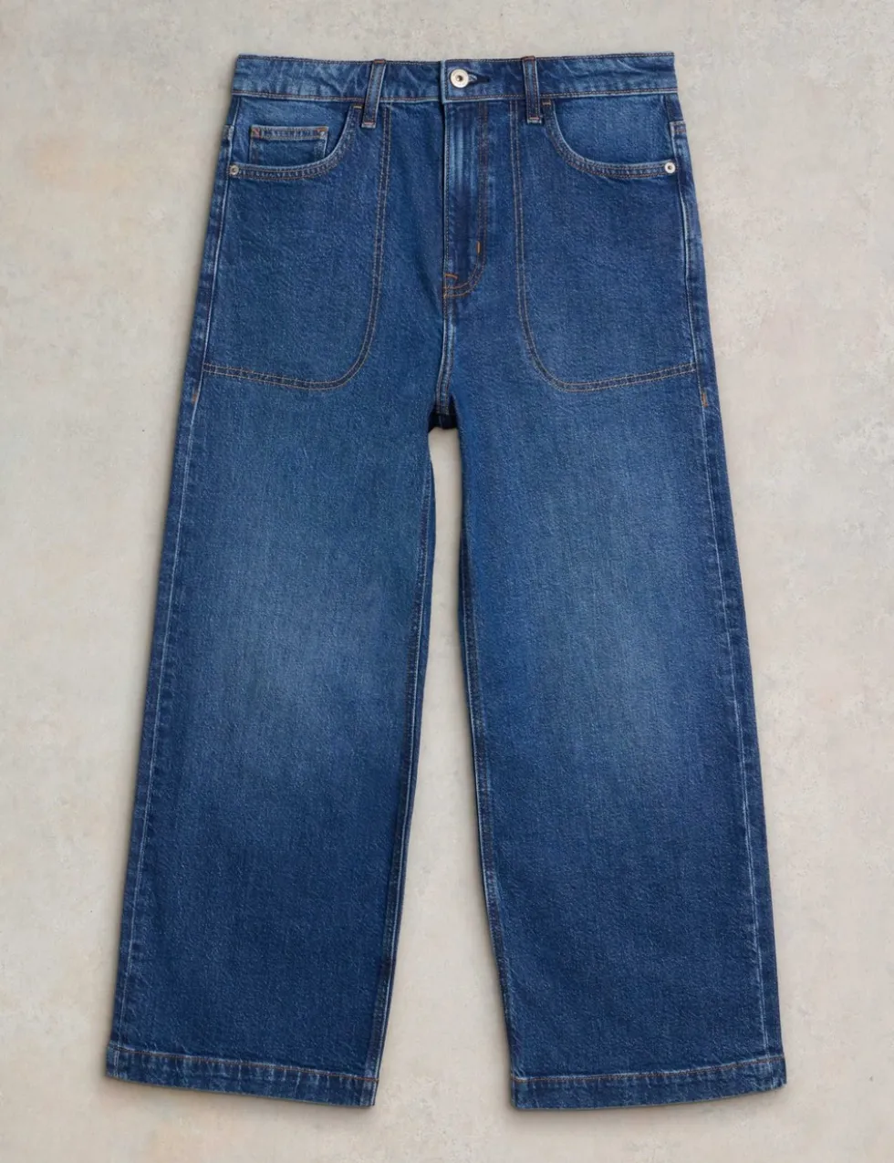 Mid Rise Wide Leg Cropped Jeans